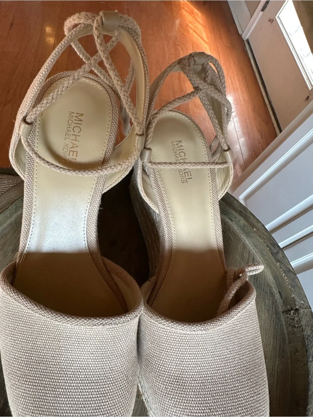 MICHAEL Michael Kors Blush Canvas Espadrille Wedge Sandals